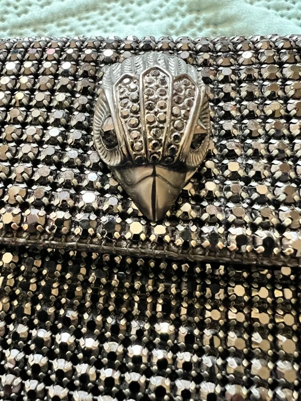 Kurt Geiger Party Shoulder Bag Mesh Black Crystals with Chain Strap. EUC - Picture 3 of 8